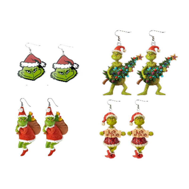 Ronis Green Monster Enamel Earrings Stud And Hanging Assorted