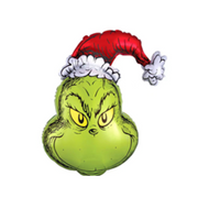 44x62cm Foil Balloon featuring a grinning green monster head, ideal for fun and festive Christmas party decorations.