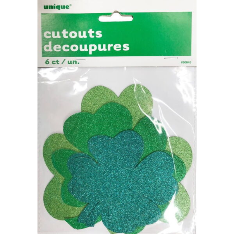 Green shamrock mini glitter cutouts set of 6 St Patrick’s Day decorations
