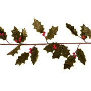 Green Velour Holly Berry Garland 180cm Christmas Decoration