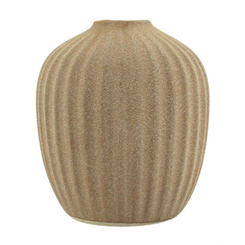 Ronis Grooved Bud Vase 11x11x13cm Tan