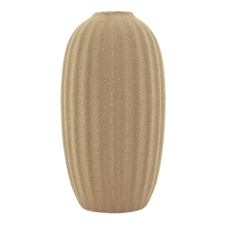 Ronis Grooved Bud Vase 9x18.5cm Tan