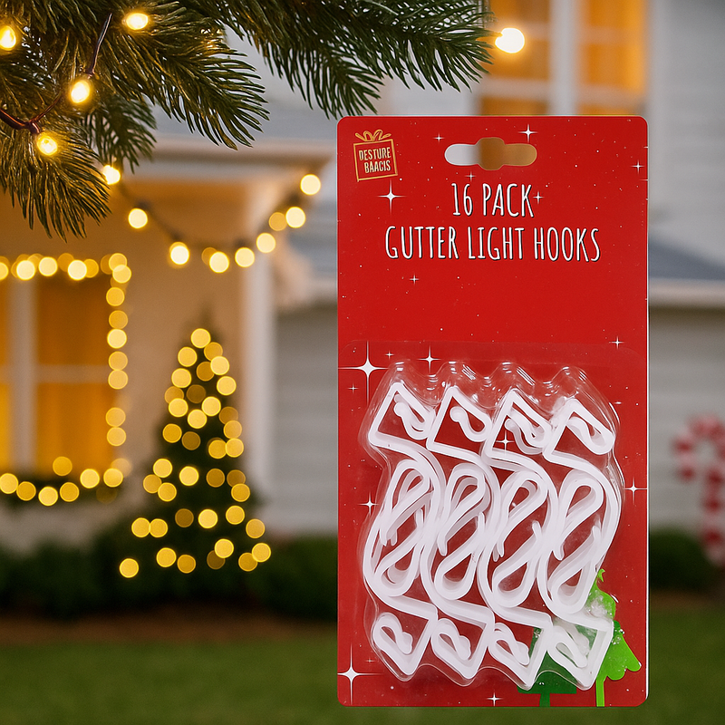 Outdoor gutter hooks for hanging holiday lights 16pk