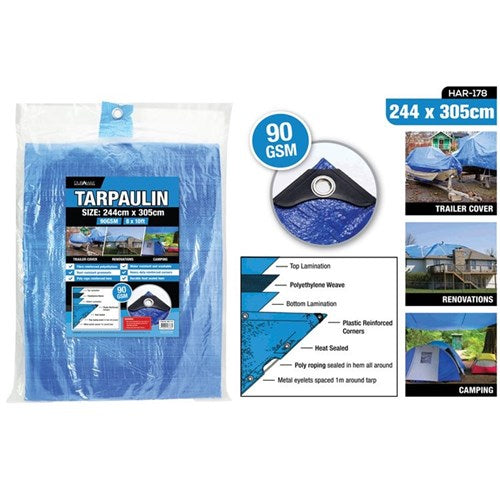 8x10 foot blue waterproof tarp