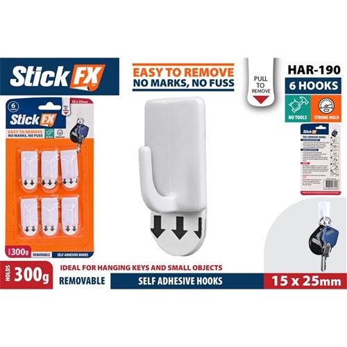 Removable adhesive hooks 300g capacity