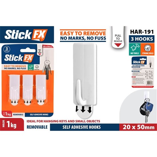 Standard adhesive hooks 1kg limit