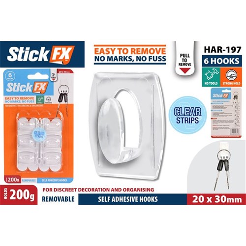 Removable adhesive hooks 200g capacity