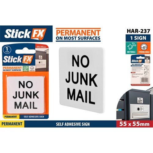 Small no junk mail adhesive sign