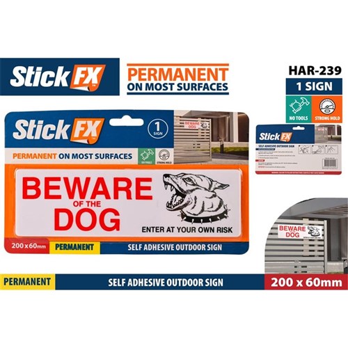 Adhesive Beware of the Dog sign