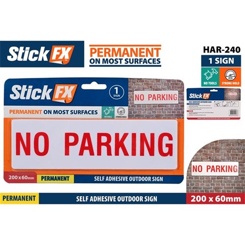 Adhesive No Parking sign silver and black