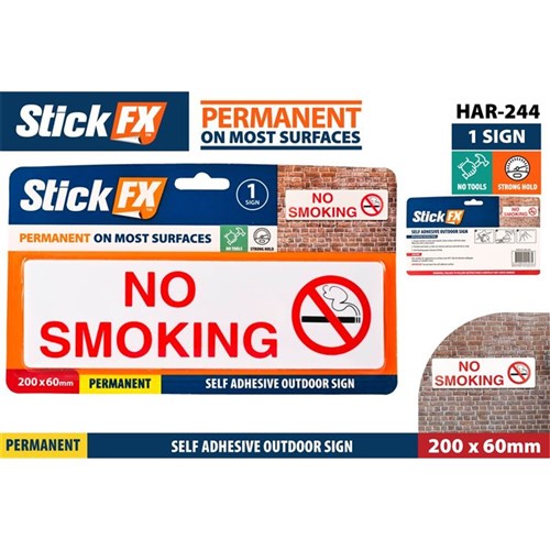 Adhesive No Smoking sign silver and black