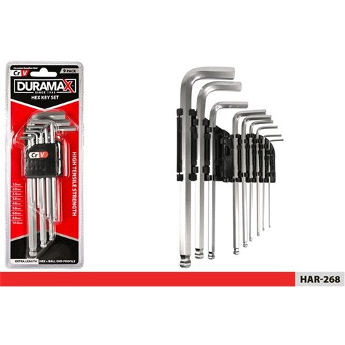 9 piece metric hex key and wrench set