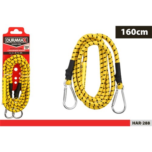 Heavy duty 160cm bungee cord with carabiner hooks