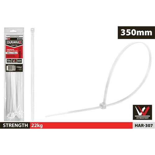 30 pack white cable ties 350mm