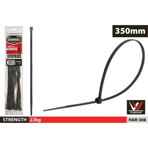 30 pack black cable ties 350mm