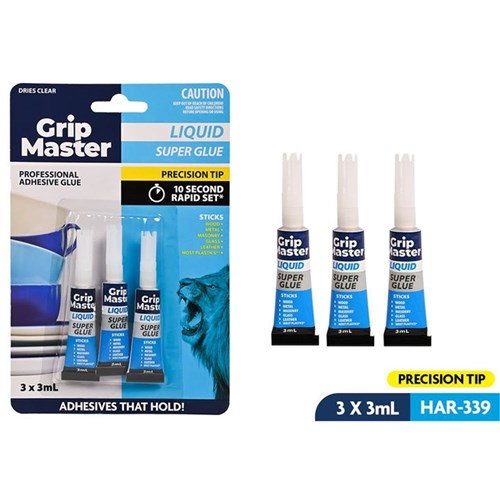 Grip Master super glue 3g three pack