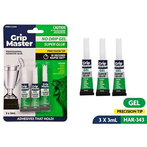 Grip Master gel super glue 3g three pack