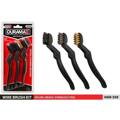 3 piece assorted detail wire brushes