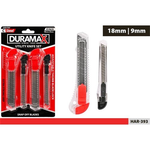 Four piece assorted size utility knife set