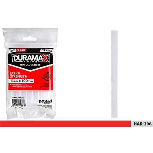 Pack of 12 standard clear hot glue sticks 11mm