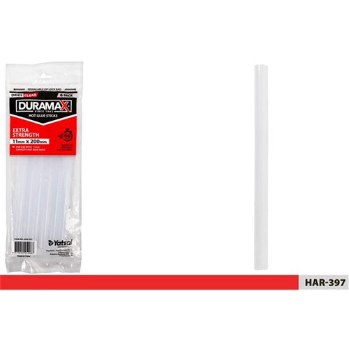 Pack of 6 large clear hot glue sticks 11mm
