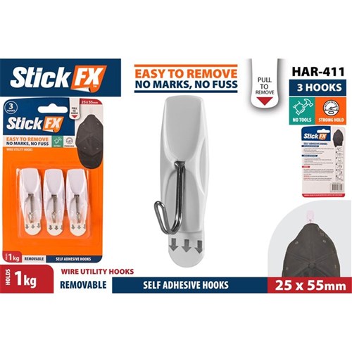Removable adhesive hooks 1kg limit
