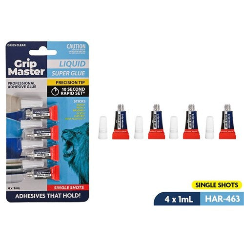 4 pack single use super glue tubes