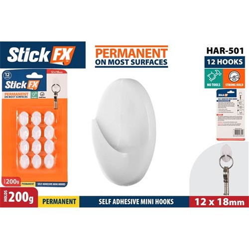 Mini adhesive hooks 200g capacity