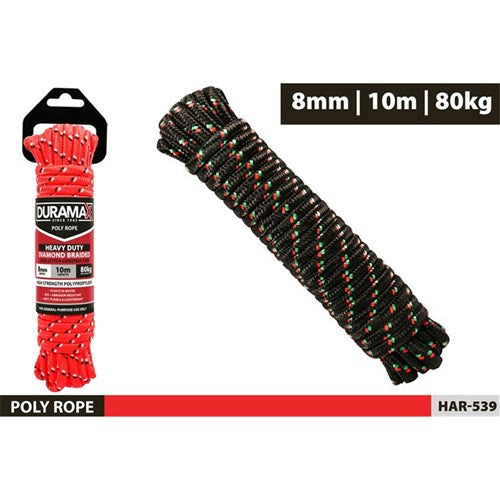 Diamond braided polyrope 8mm x 10m