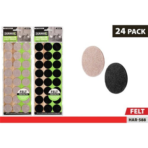 Round felt adhesive skid protectors 24 pack