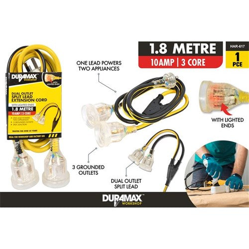 1.8m Y-splitter power extension cord