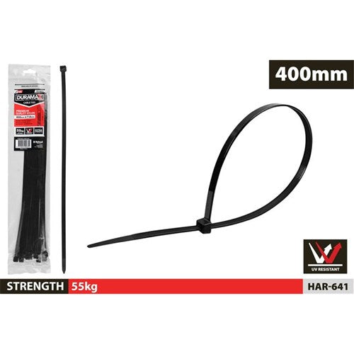 Fifteen extra wide 400mm cable ties