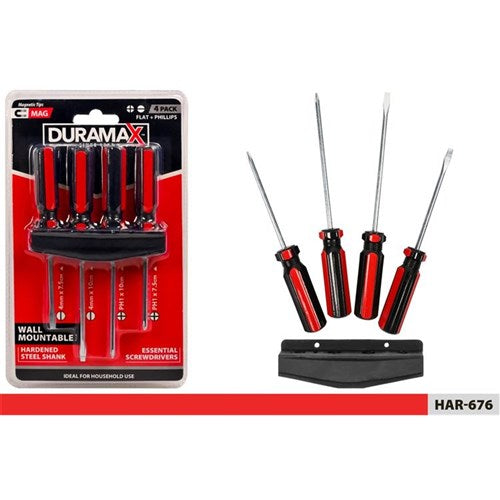 Four piece screwdriver set with storage holder