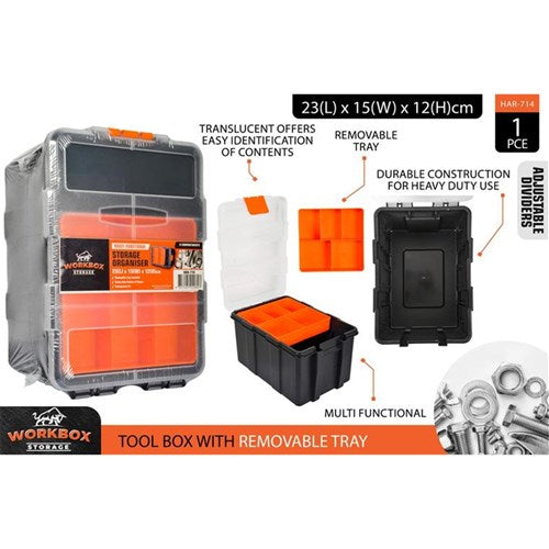 Large plastic hardware organizer box