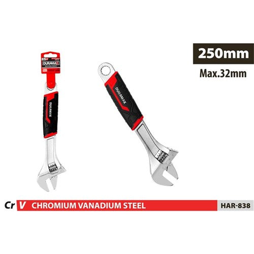 250mm adjustable wrench with rubber grip