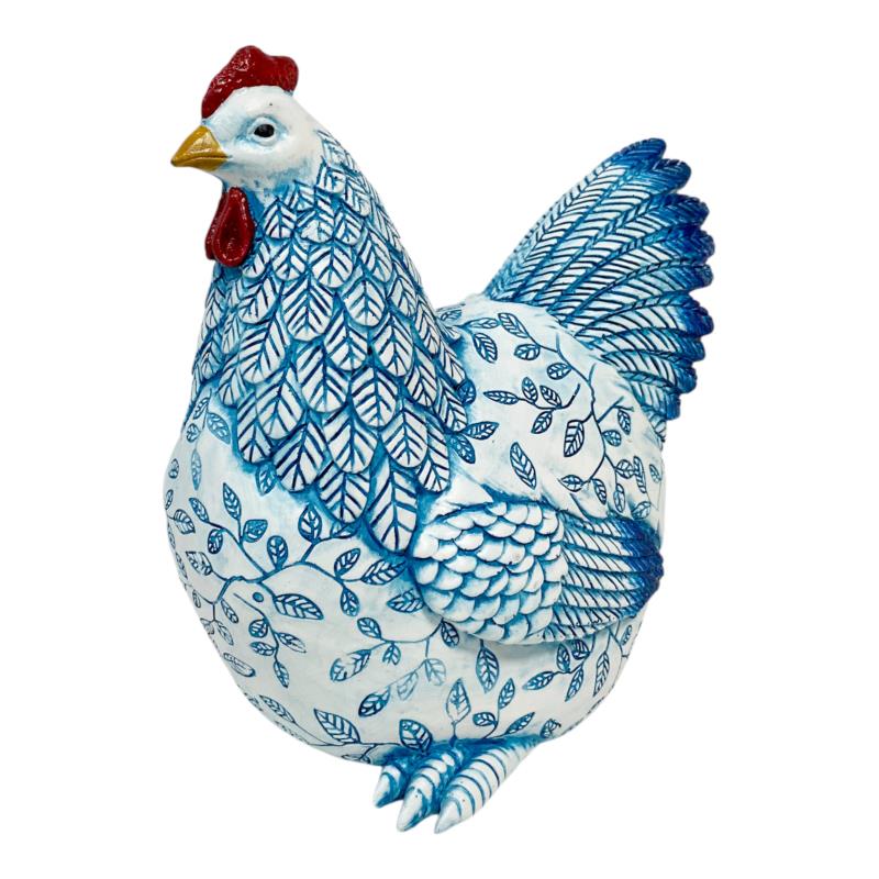 Blue country kitchen hen ornament 21x17cm