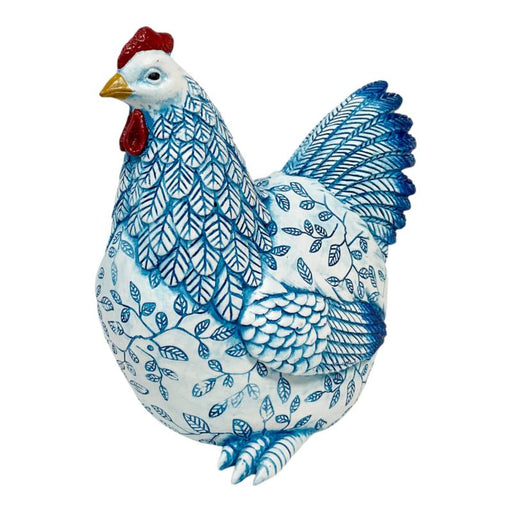 Blue country kitchen hen ornament 21x17cm