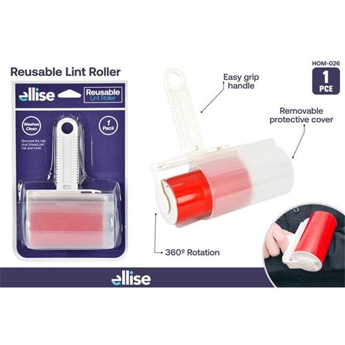Reusable lint remover roller with grip handle