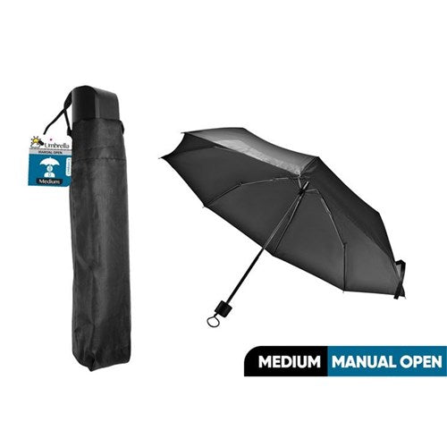 Solid black compact umbrella