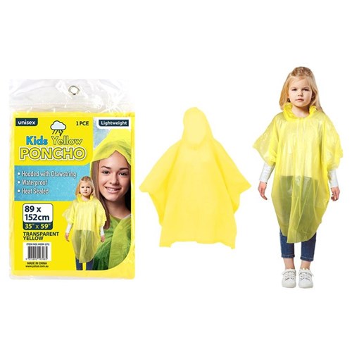 Yellow heavy duty kids poncho