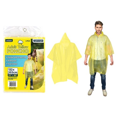Yellow heavy duty adult poncho