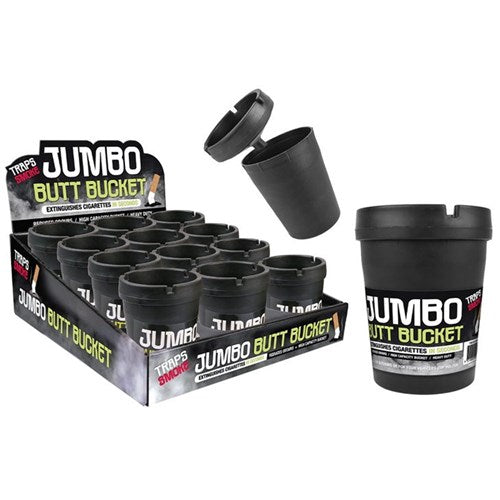 Large black plastic cup holder ashtray