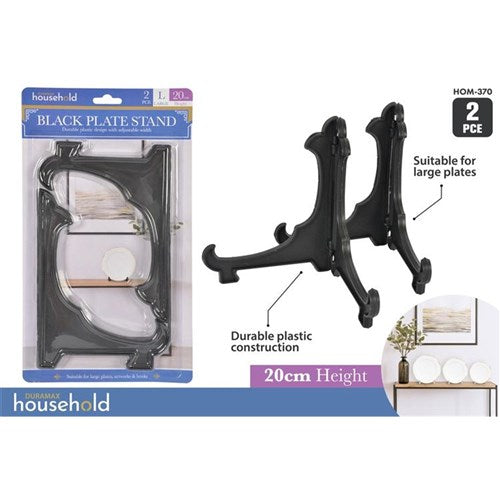 Large black plate stands 2 pack