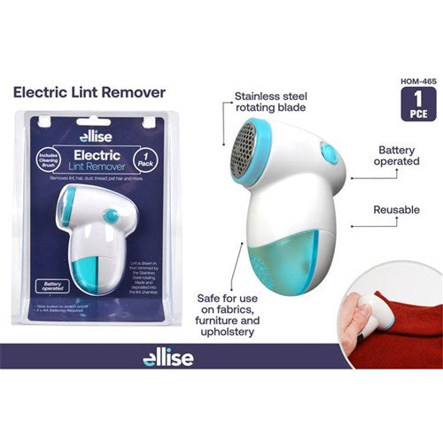 Battery operated lint and fabric shaver