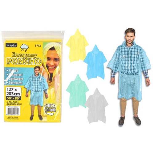 Lightweight emergency poncho in 4 colors