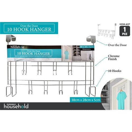 10 hook chrome over door hanger 2 tier