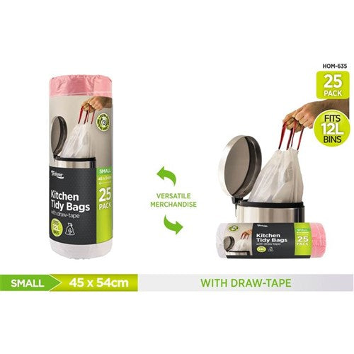 25 pack drawstring bin liners 12L