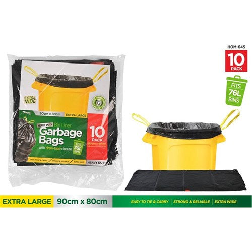 10 pack drawstring garbage bags 76L