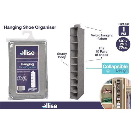 Hanging fabric shoe organizer