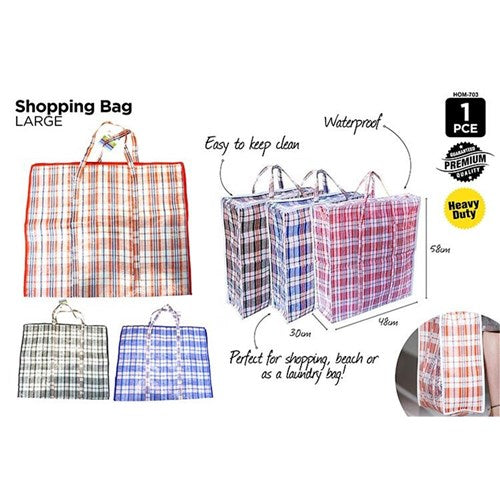 Large striped reusable shopping bag